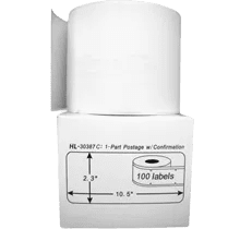 DYMO 30387 Internet Postage Label Rolls - 2-1/3" x 10" 100 Labels Per Roll